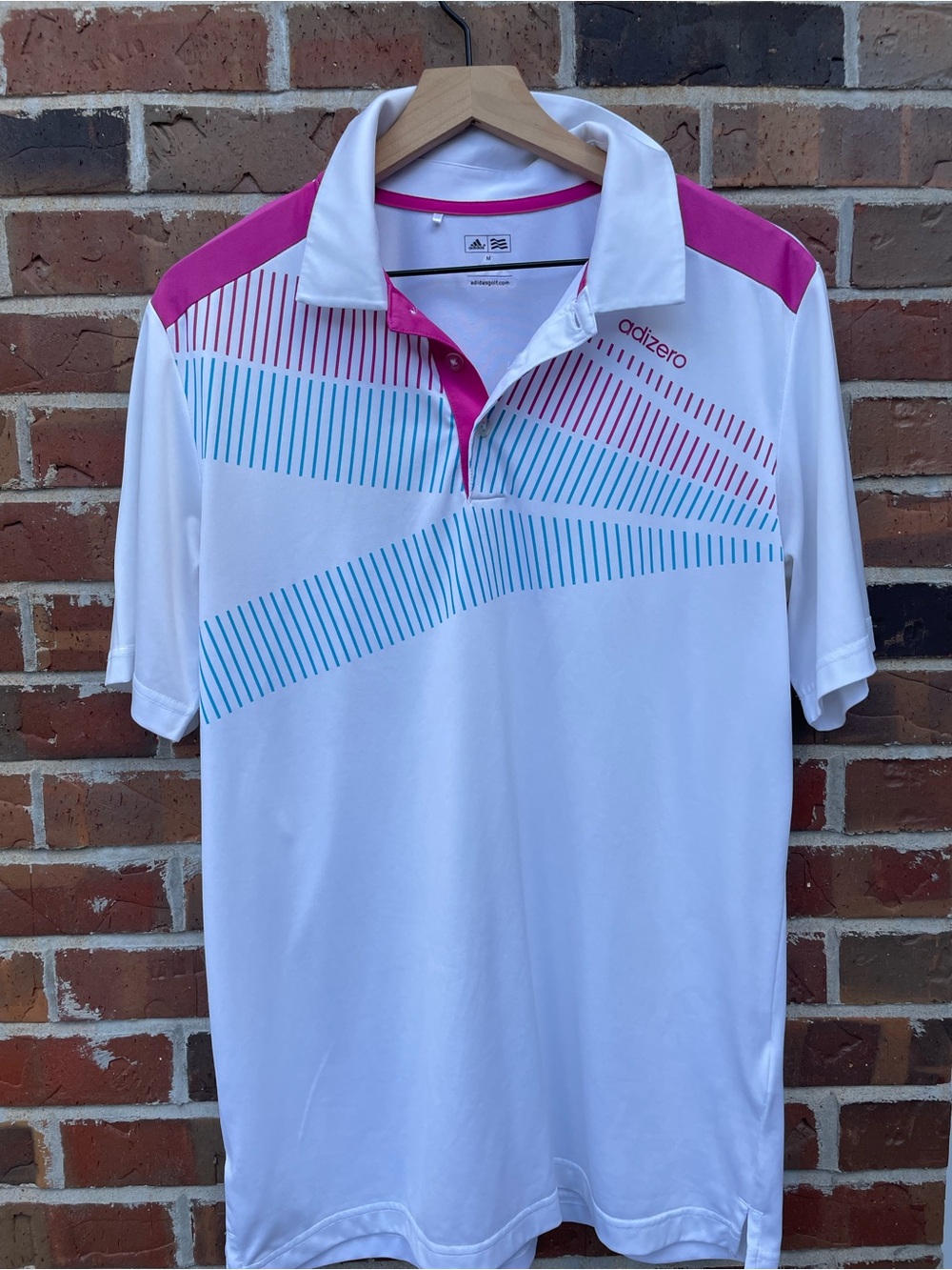 Adidas White Polo with Pink Trim